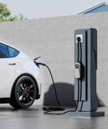 Road Trip Ready Portable EV Charger With 32 Amp Level Two Fast Charge Power Via 240 Volt NEMA 14-50 Socket For Tesla Models S X 3 Y And All NACS Rides, white Tesla charging.