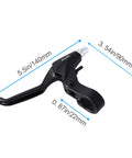 Black aluminum Bike Brake Lever Set For MTB Road And Folding Bikes with 5.5in length, fits 22.2mm handlebars visible.
