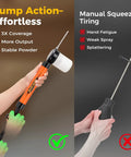 Comparison of Diatomaceous Earth Duster With Adjustable 4 Foot Rod And Air Pump for easy powder dispensing versus manual squeeze duster