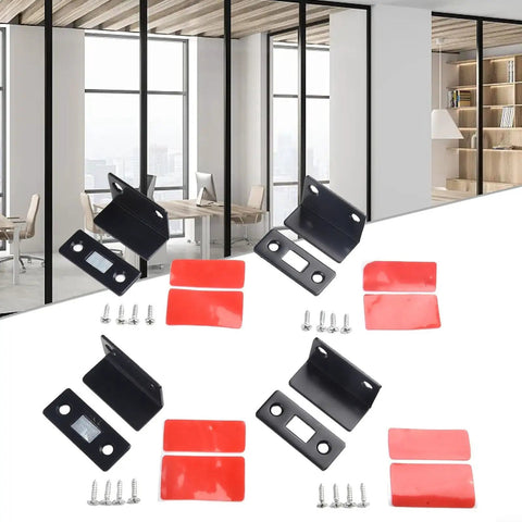Ultra Slim Magnetic Cabinet Catch for Doors and Closets, Tight Hold Magnetic Latch, Thin Stainless Steel, Black Finish, 4 Pack, Easy Install