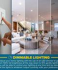 Adjustable dimmer switch controls lighting in living room with 12 Pack 4 Inch Dimmable LED Recessed Can Lights for Kitchens and Hallways
