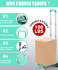 Ultra Compact Folding Hand Truck Dolly With Tank Wheels And Expandable Base Plate And Elastic Rope in use with box