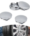4 Pack Heavy Duty Abs Wheel Center Hub Caps Snap On Rim Covers Universal Fit tight seal dust shield in silver finish, close-up view