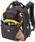 Rugged Carpenter Tool Backpack With 44 Pockets And Padded Back Support For Comfort Dual Main Compartments For Tools And Drill External Pocket For Hard Hat Heavy Duty Gear For Pros And DIY Projects filled with tools