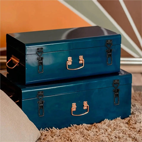 10 Pcs Heavy Duty Metal Toggle Latch Sets With Adjustable Quick Release Clamp for secure fastening on blue storage boxes