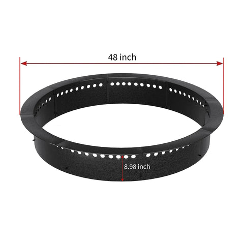 Smokeless 48 Inch Fire Pit Ring With Perforated Steel Insert For DIY In Ground Or Above Ground Heavy Duty Round Rim