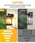 Lit Two Pack Solar Wall Lights Outdoor With Motion Sensor And Dusk To Dawn Waterproof Lantern Sconces comparison