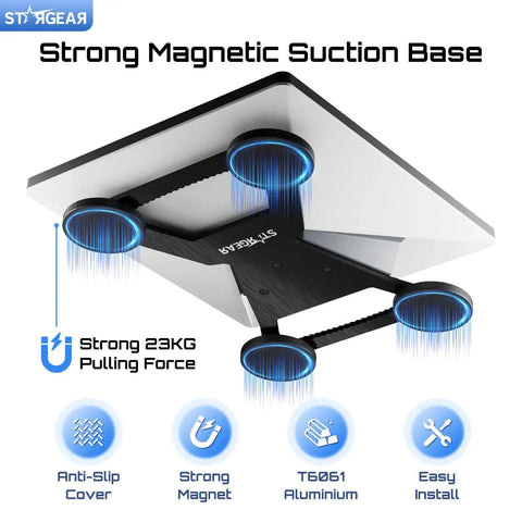 Magnetic Mini Satellite Mount With Four 66mm Heavy Duty Magnets, 200 Lb Pull Each, Lockable Mount For RV Car Boat Truck, Aluminum Alloy Base