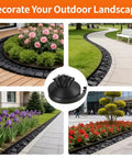 Green Orange Landscape Edging Border For Lawn And Garden, 4 Inch By 100 Ft Flexible Plastic Edging With 150 Stakes in use