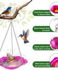 Two Pack Hanging Bird Baths For Outdoors, 11 Inch Metal Water Bowls With Rust-Proof Stainless Steel Chains, Flower Shape Design