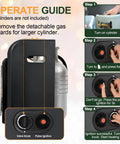 Instruction guide for Indoor Outdoor Propane Heater 6000 To 18000 BTU With 3 Modes ODS and Tip Over Protection, showing control knobs.