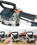 Pneumatic Strapping Tool, Handheld Automatic Packaging Machine With Massive Pulling Force, used for securing boxes with straps.
