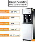 Bottom Loading Floor Standing Water Dispenser With Three Temperature Settings Hot Cold And Room Temp dimensions and specifications.