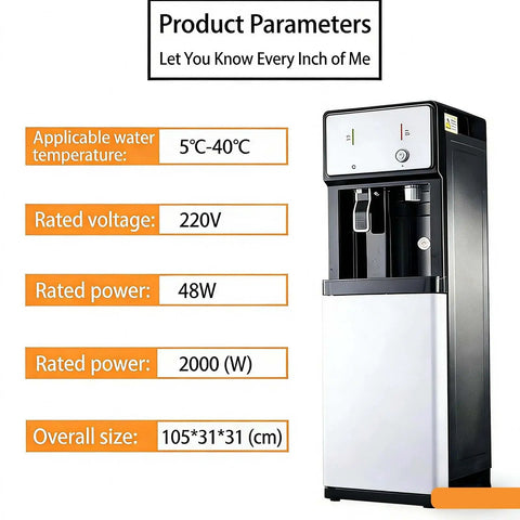 Bottom Loading Floor Standing Water Dispenser With Three Temperature Settings Hot Cold And Room Temp dimensions and specifications.