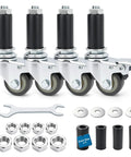 Heavy Duty Expanding Stem Casters With Roll Like Butter Rubber Wheels Set Of 4 for easy mobile setups with tools and parts included.