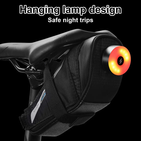 Ultralight Under Seat Bike Saddle Bag For Road Bikes Waterproof Pouch With 0.4 Liter Capacity and attached safety light