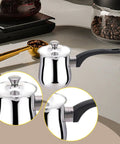 All In One Stainless Steel Turkish Coffee Pot Teapot And Chocolate Melting Pan 900ml Capacity on kitchen counter