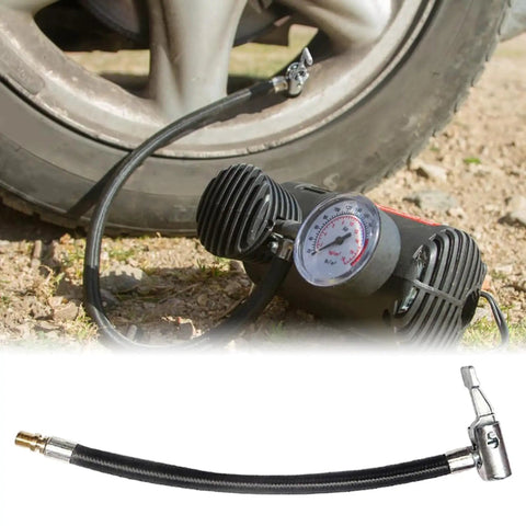 Eight Inch Tire Inflator Hose Adapter With Clip Locking Air Chuck And Nylon Woven Air Hose Stops Pressure Loss Quickly And Fits Any Standard Valve Stem To Keep Wheels Running Smoothly Without Stress As You Fix Up Your Own Car On The Side Of Road, roadside wheel valve