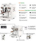 All In One Hot And Cold Milk Frother Steamer With 2850W Power 15 Bar Pressure And 58mm Group Head on a white body with professional gauges.