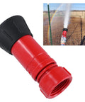 Badass Heavy Duty 1 Inch Fire Hose Nozzle Slick Red Thermoplastic Design with adjustable mist control for irrigation.