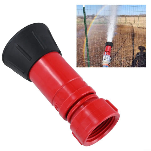 Badass Heavy Duty 1 Inch Fire Hose Nozzle Slick Red Thermoplastic Design with adjustable mist control for irrigation.