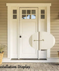 Gate Hook and Eye Latch with Screws Cabin for Sliding Window Barn Door shown installed on a white double door.