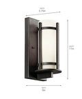 Outdoor Wall Light With Opal Etched Glass In Anvil Iron Finish, Modern Outdoor Lantern Vibe, 11 Inch Tall By 5 Inch Wide, 1 Light