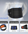 Cordless Heating Pad With Massager For Lower Back Pain Relief, black wireless belt, multiple settings, 9 heat levels, app controlled