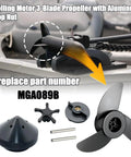 3.5 Inch Trolling Motor 3 Blade Propeller With Aluminum Prop Nut Replacement Fits MotorGuide XI3 XI5 MGA089B on boat