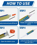 How to use No Clean Rosin Soldering Flux Paste Pro Grade For Electronics, showing steps with syringe and needle attachment.