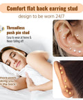 Dope Gold Plated Titanium Flat Back Piercing Set For Women And Men, 20G 18G 16G Threadless Cartilage Earrings With CZ Stones