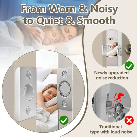 Upgraded Magnetic Door Catch Kit 2 Pack Quiet Strong Magnetic Closure Top of Door Closet Doors Replacement Silver Finish