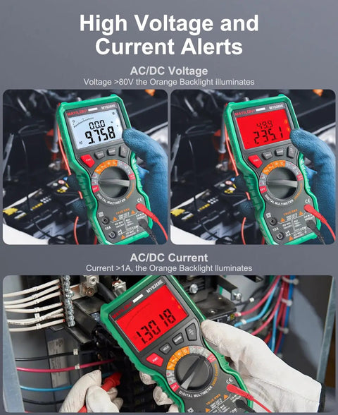 Digital Multimeter With Capacitor Tester for DIYers, TRMS, 20000 Counts, Auto Range in high voltage and current alert mode