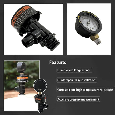 High Flow Manual Air Relief Valve With Pressure Gauge For FNS Clean And Clear Quad DE 2000 4000 Series, installed on filter