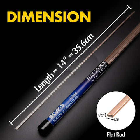 20 Pcs BCuP5 Silver Brazing Rods 0.050 by One Eighth by 14 Inch 15 Percent Silver Solder Phos Copper Brazing Alloys Flat Welding Rods
