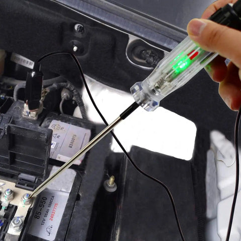 Automotive Wire Piercing DC Voltage Circuit Tester For 6V 12V Systems With 59 Inch Cord Three Interchangeable Probes For Touch Or Pierce Testing LED And Buzzer Indicator For Quick Wiring Checks, testing car battery wiring