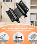 4 Pack 3 Inch Double Action Spring Hinges For Saloon Doors in Stainless Steel Black, close-up view