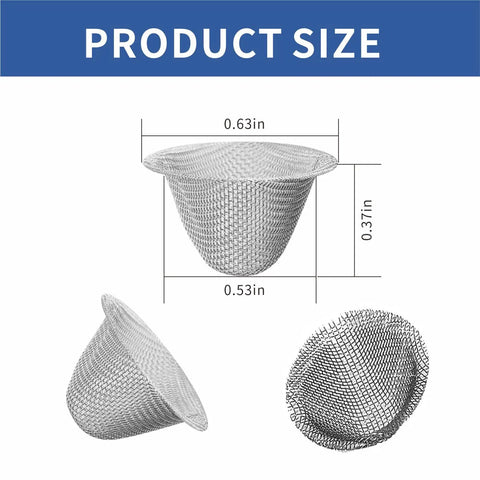 60 Pieces Half Inch Stainless Steel Mesh Screens With Tapered Design Includes 3 In 1 Cleaning Tool Brush And Stainless Steel Storage Box