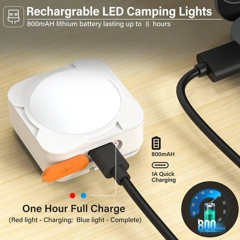 Rechargeable Tent Lights 2 Pack Portable LED Camping Lanterns With 510 Lumens Bright White Beam charging with USB-C cable