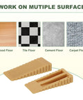Six Pack Rubber Door Stoppers For Bottom Of Door 15mm Anti Slip Wedge Stackable Orange Door Stops To Guard Floors And Keep Doors Propped Open Fits Small Gaps And Thin Doors shown on different floor types
