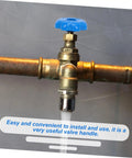 Blue Ball Hand Wheel Valve Handles Set Of 6 No Fuss Easy Install Rotary Mini Handwheel attached to a pipe.