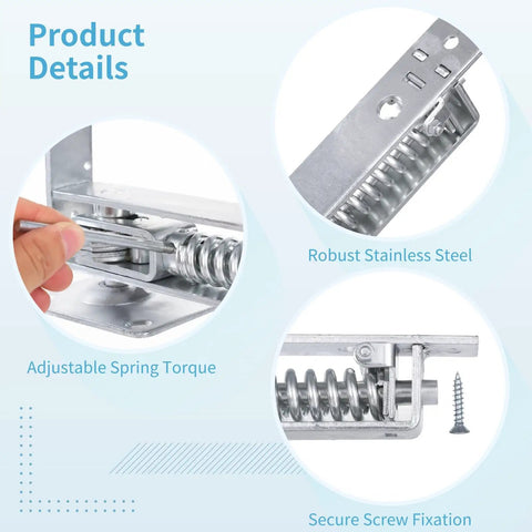 Beefy Heavy Duty Double Action Spring Hinge With Cover Plates adjustable torque and telescoping shaft details.