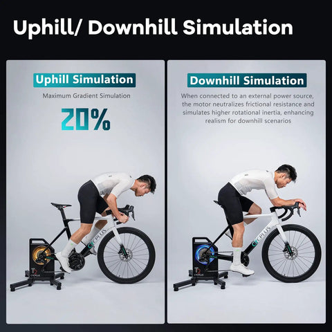T2 Smart Bike Trainer With 2200W Brushless Motor 20 Percent Gradient Simulation Dual BLE And ANT Plus Connectivity cycling demo