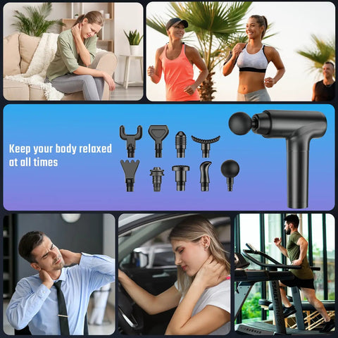 Heated Massage Gun With Heat Head For Deep Tissue Muscle Relief, 20 Speeds, Quiet Brushless Motor, Handheld Back Massager in use