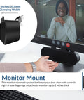 USB And Bluetooth Speaker Bar For PC With Built-In Speakerphone, clamps to monitors up to 2 inch thick, shown in use