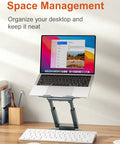 Telescopic Laptop Stand For Desk With 360 Degree Swivel Base Sit To Stand Height Adjustable Portable Riser with MacBook Pro