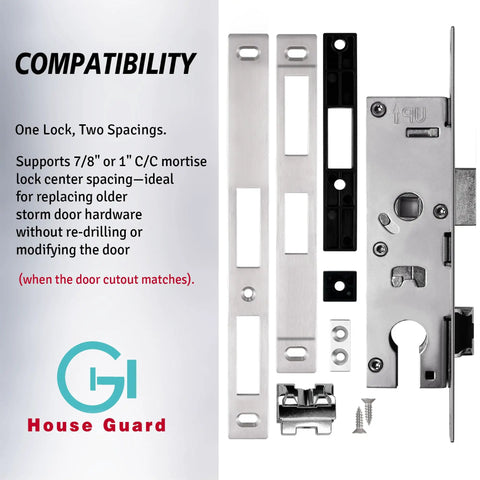 Top Tier Euro Mortise Storm Door Lock Body Featuring Adjustable 22 To 26 Mm Backset And Reversible Latch for compatibility details and parts.