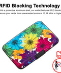 RFID Blocking Metal Card Wallet For Men And Women Ultra Slim Aluminum Card Holder Compact EDC Card Case With Floral Motley Design