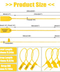 Product size diagram of yellow 1000 Pack Plastic Tamper Seals For Fire Extinguishers And Safety Tags Security Seals With Numbered Zip Ties