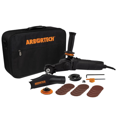 No Nonsense Heavy Hitter 8 Amp Mini Wood Carving Router With Dead Simple Quick Change Tungsten Carbide Blades For Sculpting Texturing And Smooth Sanding Up To Fifty Millimeters with tools and carrying case.